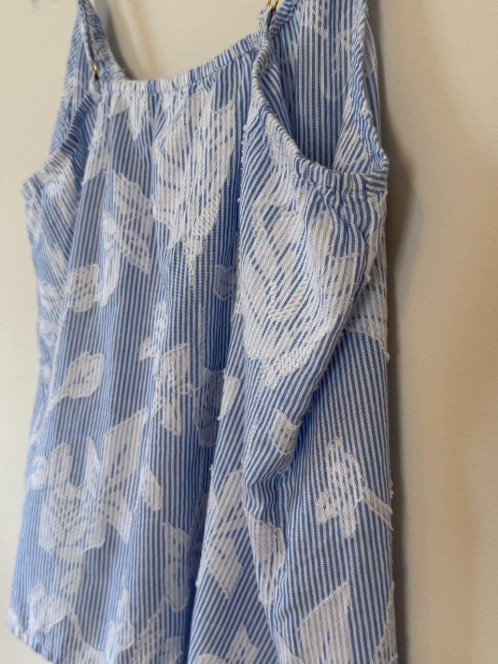 Soma Cotton Striped Floral Jacquard Pajama Cami Small Blue White New With Tags - Picture 5 of 15